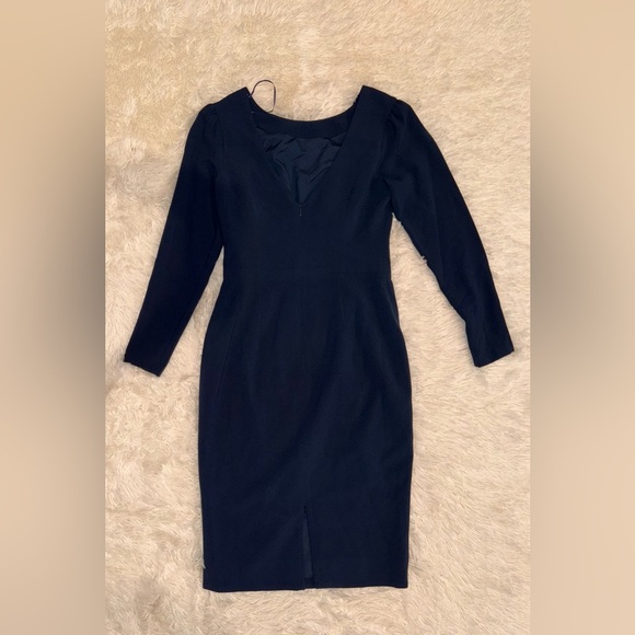 NWOT DRESS THE POPULATION Nadia Long Sleeve Scoop Back Navy Dress sz M - Picture 3 of 7